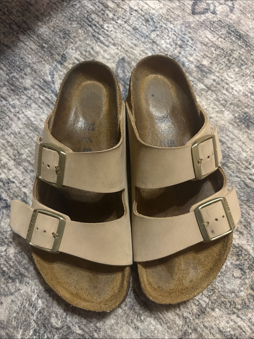 Womens Birkenstock Slide Sandals in Beige